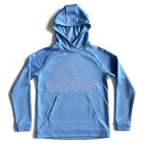 New Adidas Blue Badge of Sport Fleece Hoodie Pullover Sweatshirt Running Gym XS - Picture 1 of 7